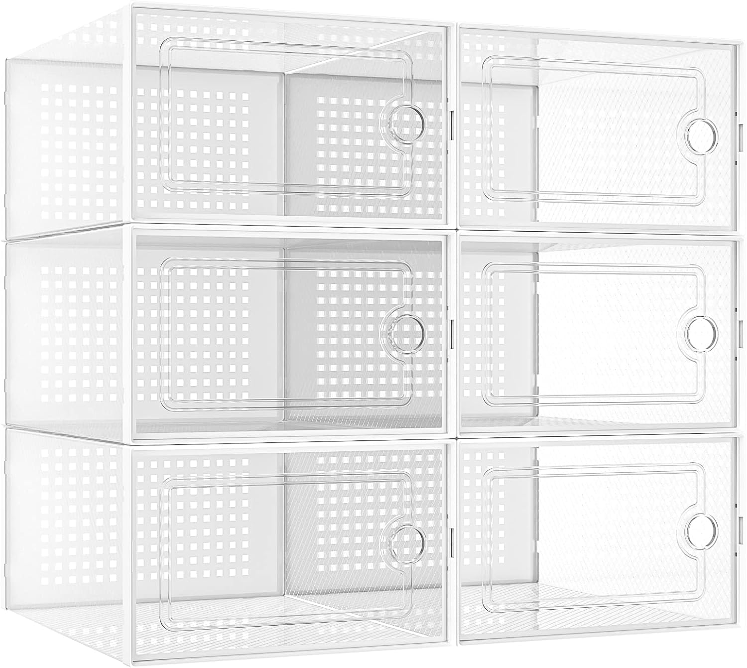 ZEXDOK Shoe Boxes Clear Plastic Stackable, 6 Pack Shoe