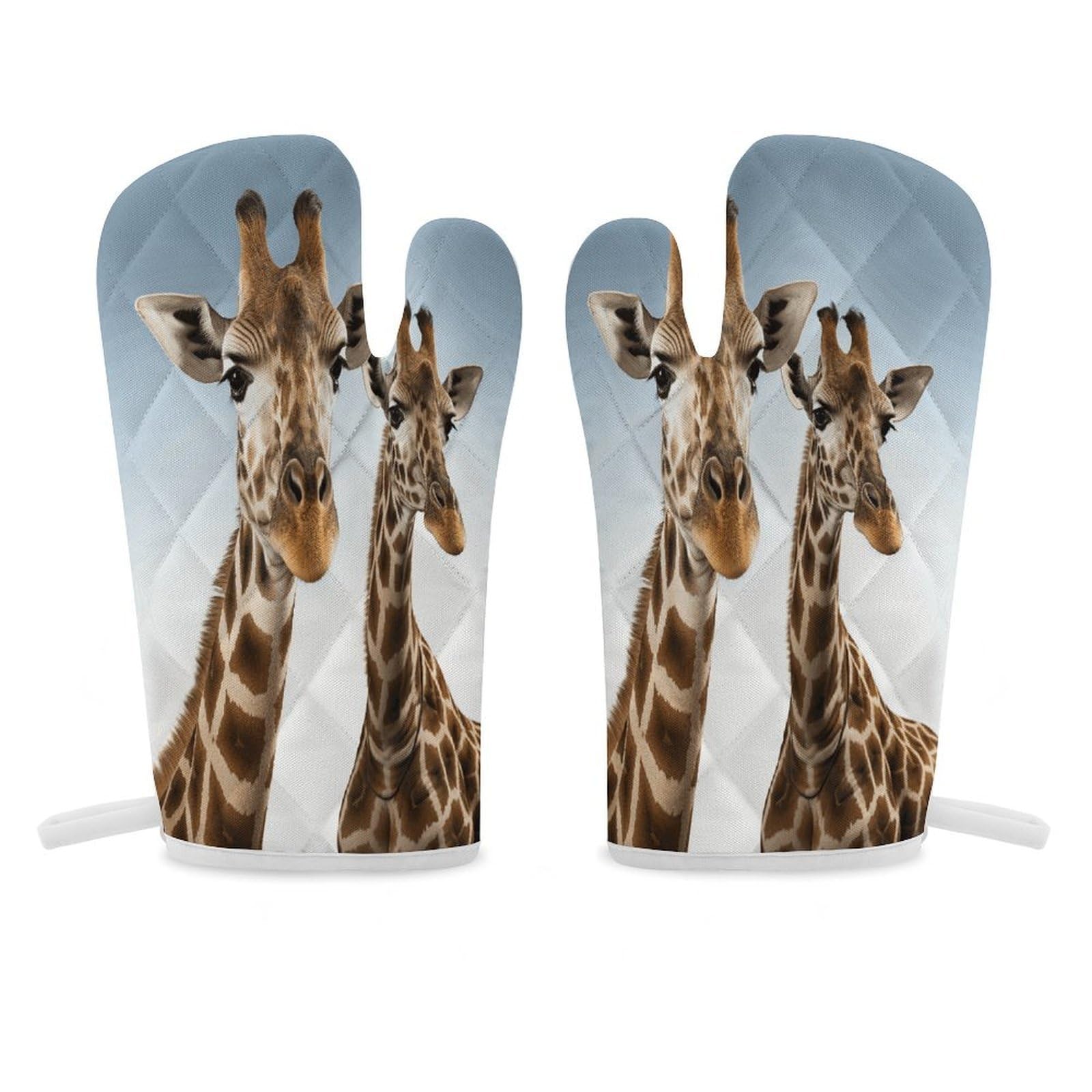 Necks of Giraffe Oven Mitt Heat Resistant Potholder Set,Durable Oven Gloves for Gifts,Glove Pot Holder for Cooking Baking Grilling BBQ
