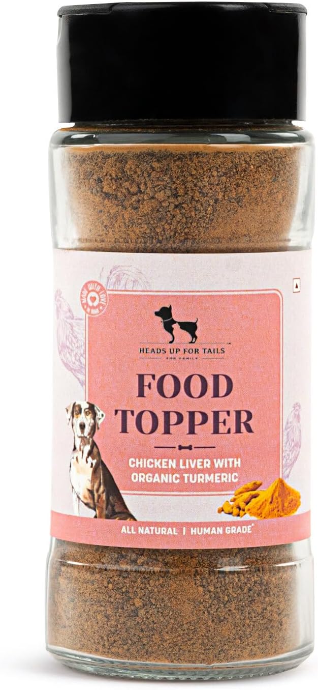 Heads Up For Tails Sara's Food Topper Chicken Liver With Organic Turmeric - All Natural, Human Grade | Seasoning Powder Dog Food 70g