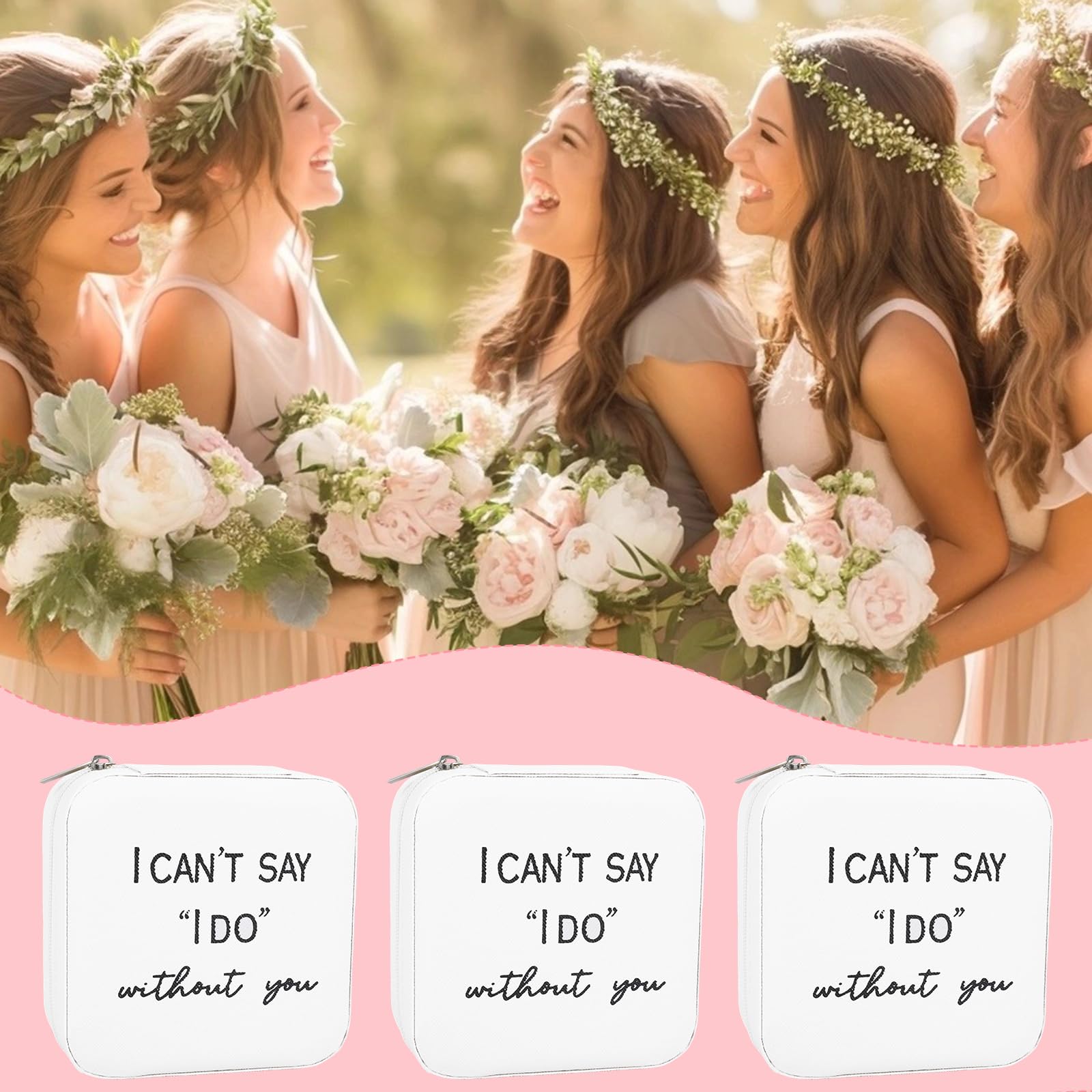 8 Pack Small Jewelry Box Bridesmaid Proposal Gifts, Pu Leather Potable Travel Jewelry Case Bridesmaid Gifts, Rings Necklaces Earrings White Storage Box for Women Bridal Shower Engagement Wedding