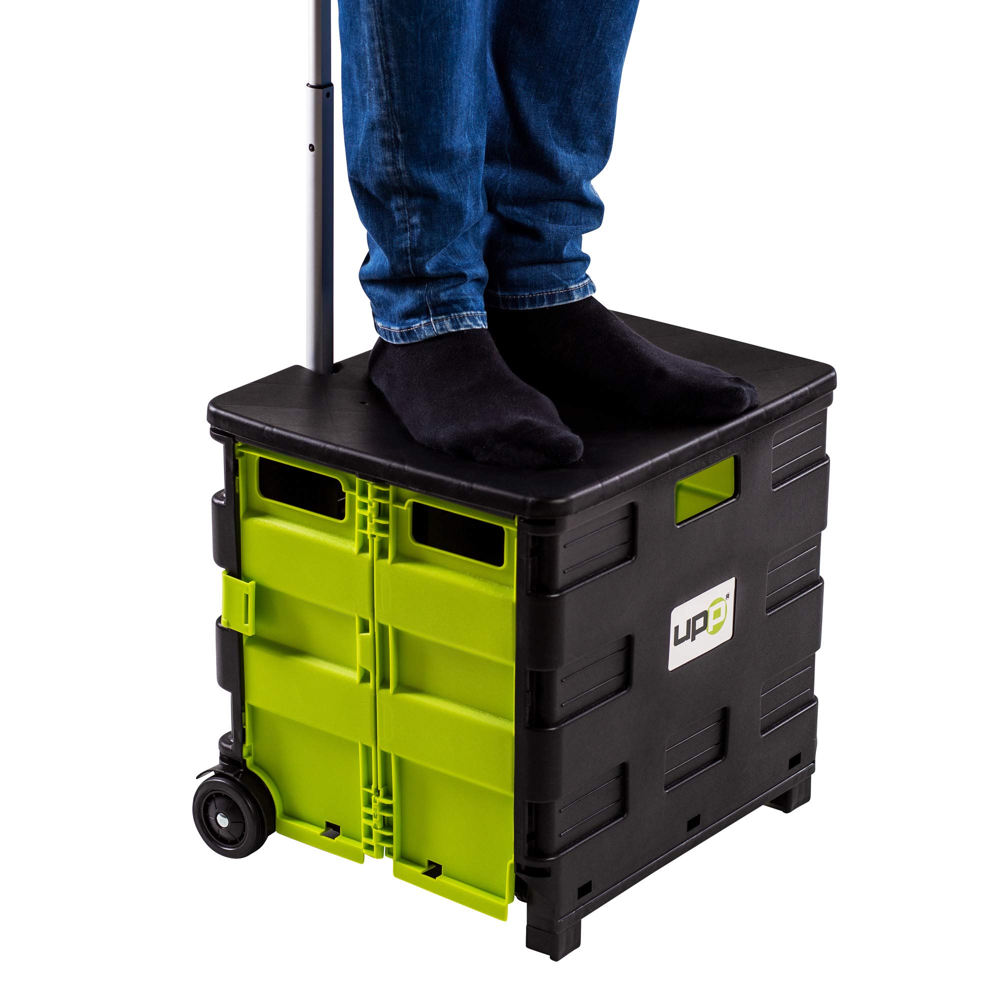 UPP Foldable Shopping Trolley with Wheels & Seat I Folding Boot Cart Makes Shopping Easy I