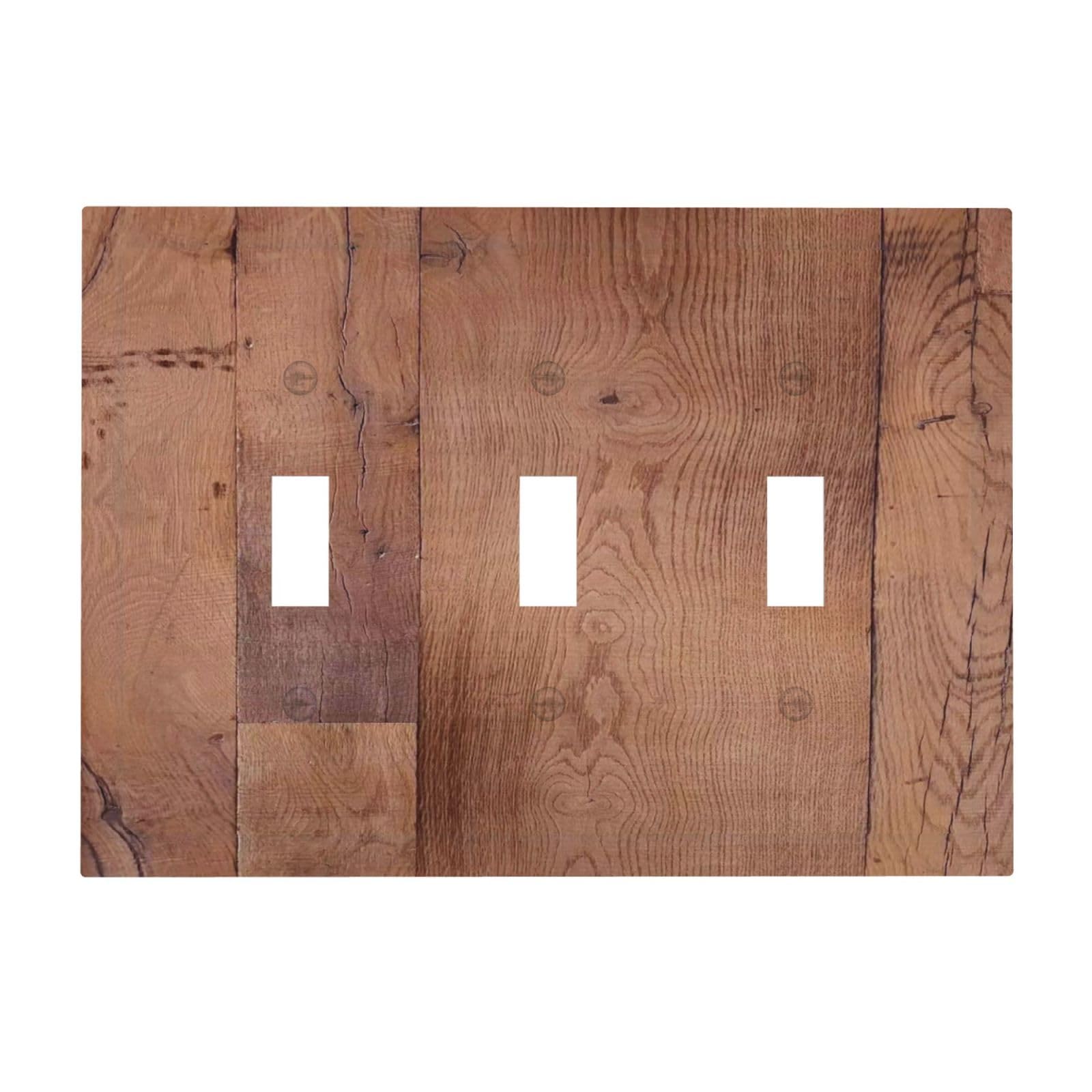 Rustic Brown Dark Wood Texture Printing Decorative Switch Plates 3 Gang Wall Plate Triple Toggle Light Switch Cover Faceplate Electrical Wall Panels