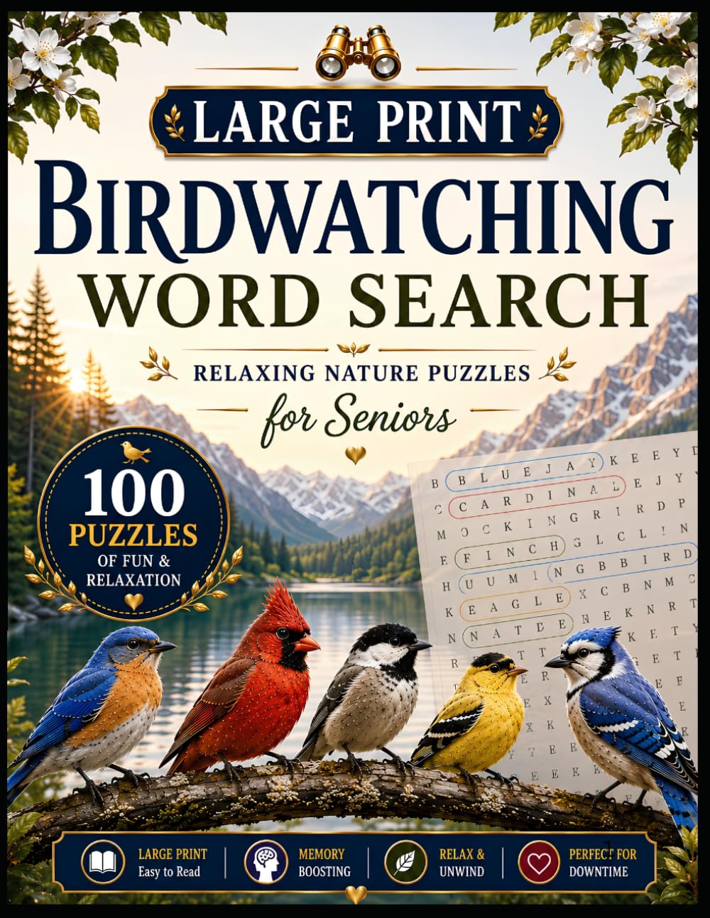 LARGE PRINT BIRDWATCHING WORD SEARCH FOR SENIORS: 100 Relaxing Nature Themed Puzzles with Easy to Read Bird Word Searches for Memory, Focus and Calm ... Adults & Seniors. (Word Search Book Series)