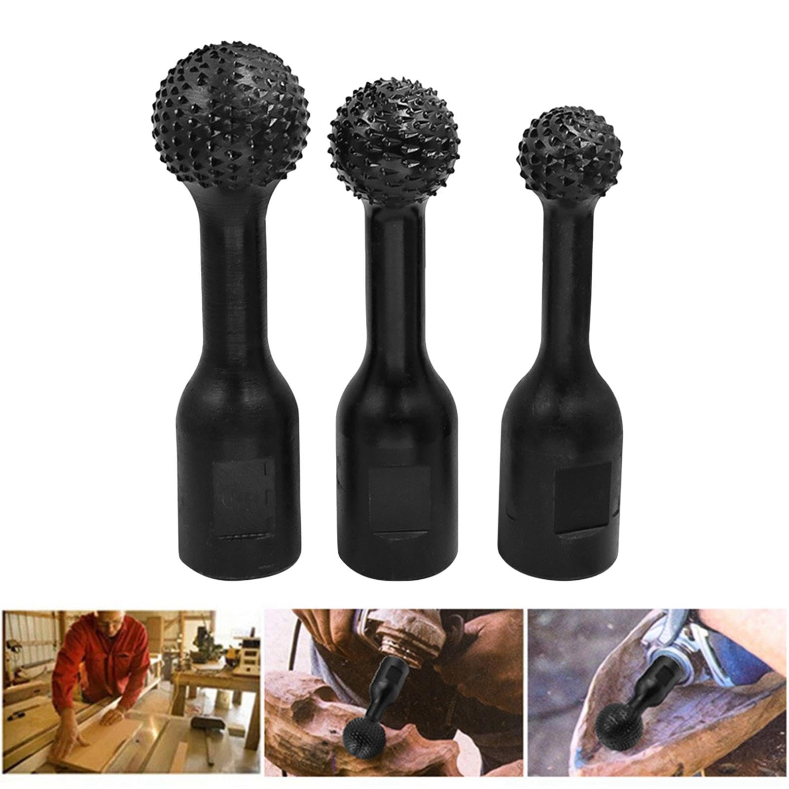 3 Piezas de Cabezal de Molienda de Bolas Esféricas Rotativas, Accesorio de Molienda de Bolas para Lima Rotativa para Pulir, Tallar, Y Lijar Mad