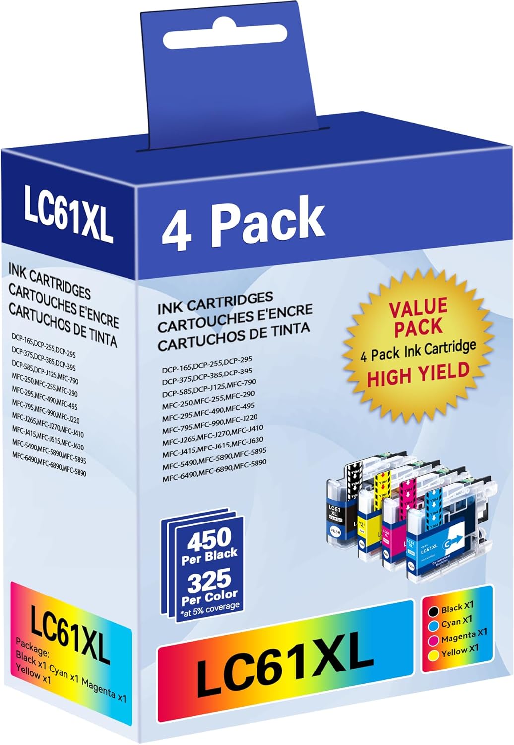 LC61 LC65 Compatible Ink Cartridges Replacement for Brother
