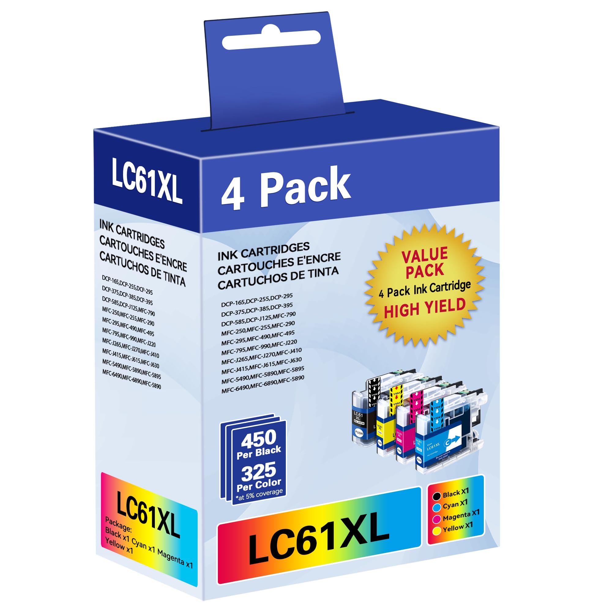 Cartucho De Tinta Genérico Nuevo Compatible BROTHER Lc 61 Mfc-490cw Mfc-j415w Mfc-j615w