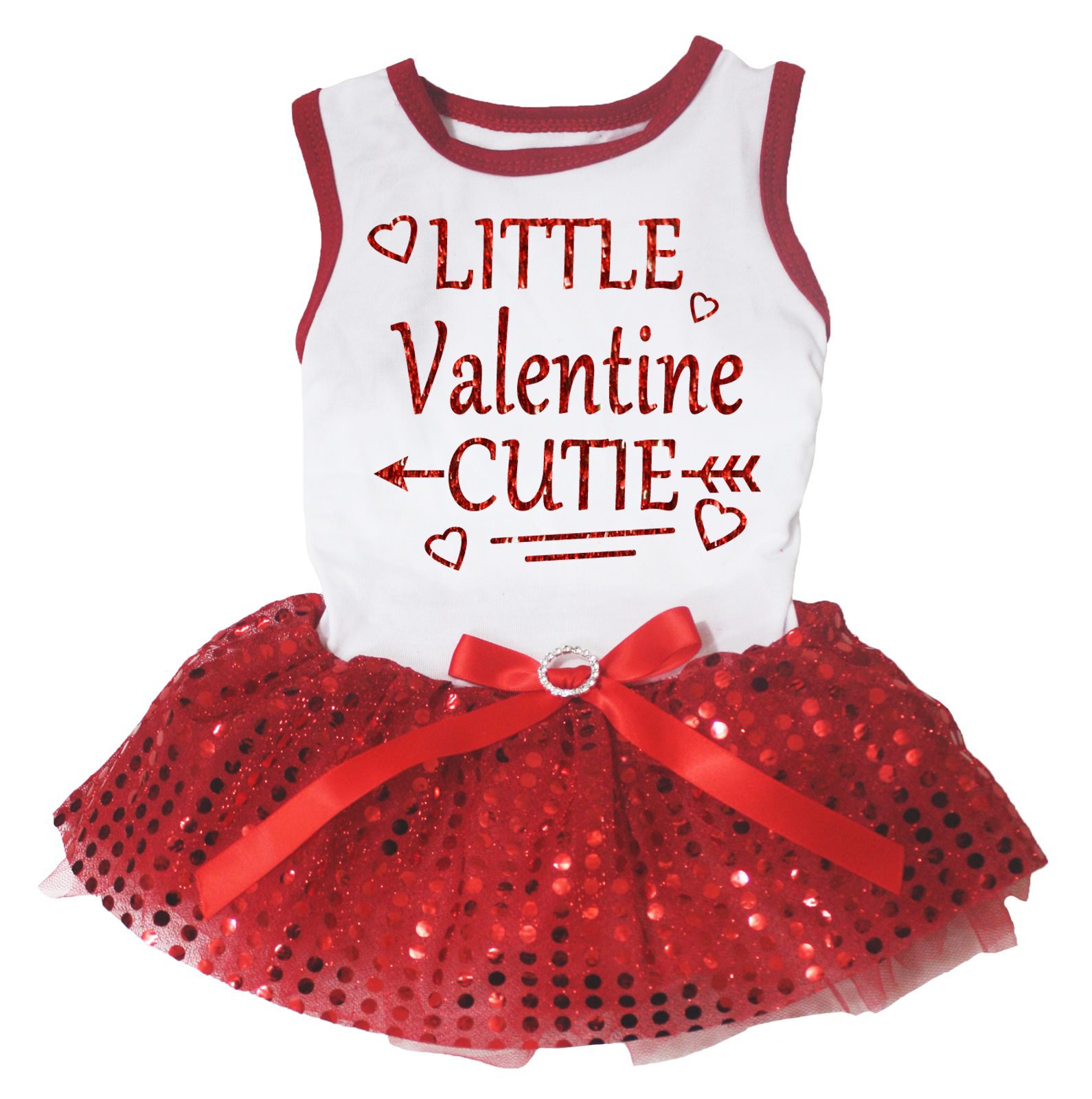 Robe de Saint-Valentin pour chiot et petit chien avec haut blanc et tutu rouge