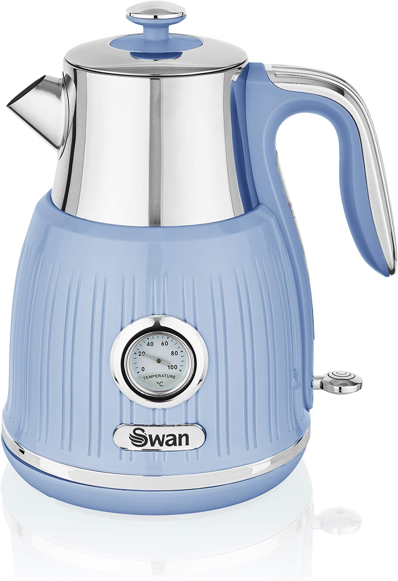 Swan SK31040BLN Retro Kettle with Temperature Dial, 360 Degree Rotational Base, 3000W, 1.5 litres, Blue