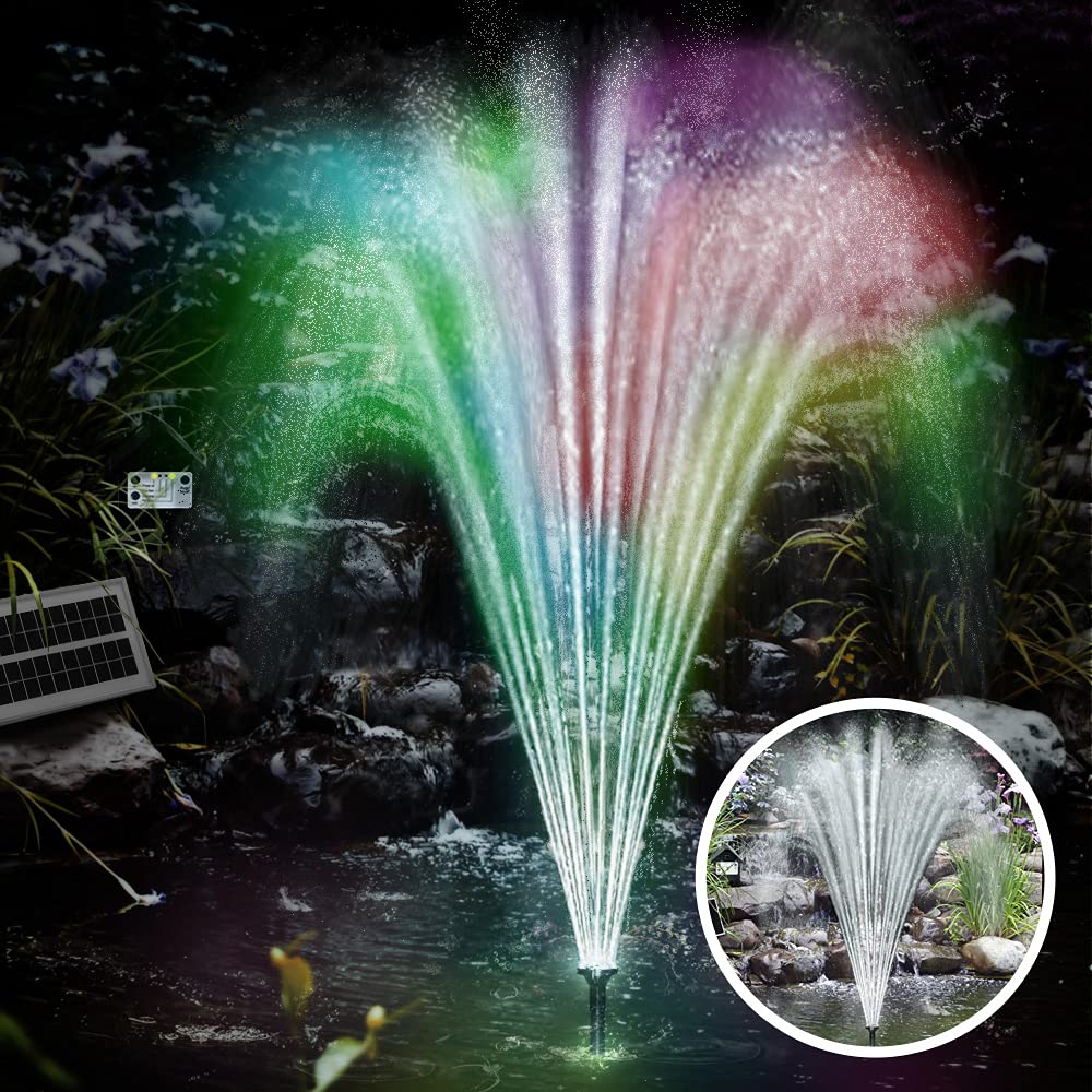 Monzana Bomba Solar LED para Estanque de Jardín Fuente Multicolor Panel Solar Temporizador Control Remoto