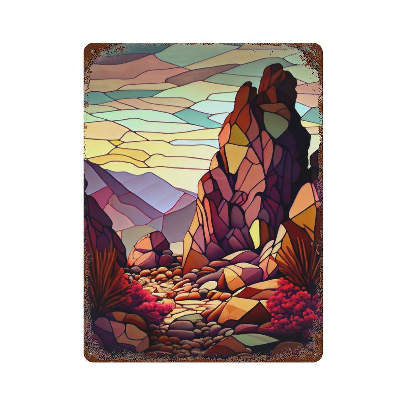 Rust Effect Desert Rusty Metal Tin Sign 15.7"x11.8", Old School Wall Decor for Basement, Hobby Room And Garage Decor