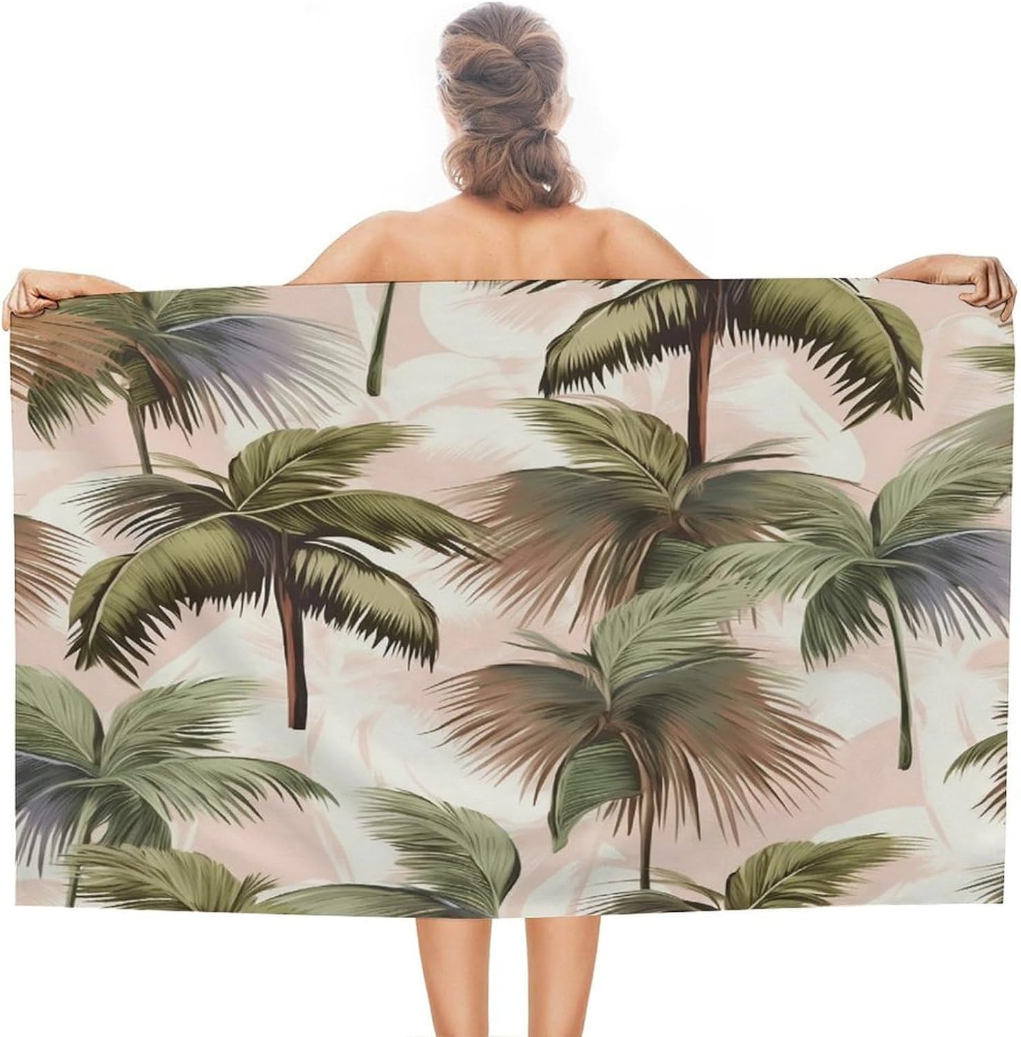 Swimming Towel, Coconut Trees and Fruit Printed Fashion Towel,Portable Towel,Durable Towel