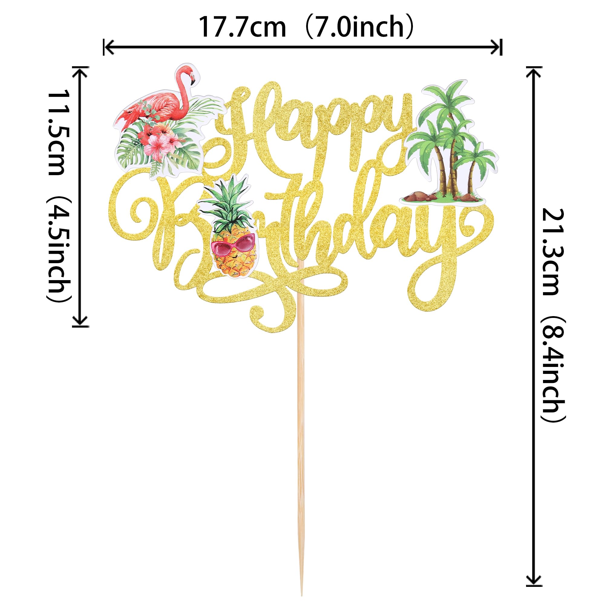 Happy Birthday Cake Topper – Glitzer Flamingo & Palme, Tropische Deko Für Kuchen, Baby Shower & Sommerpartys