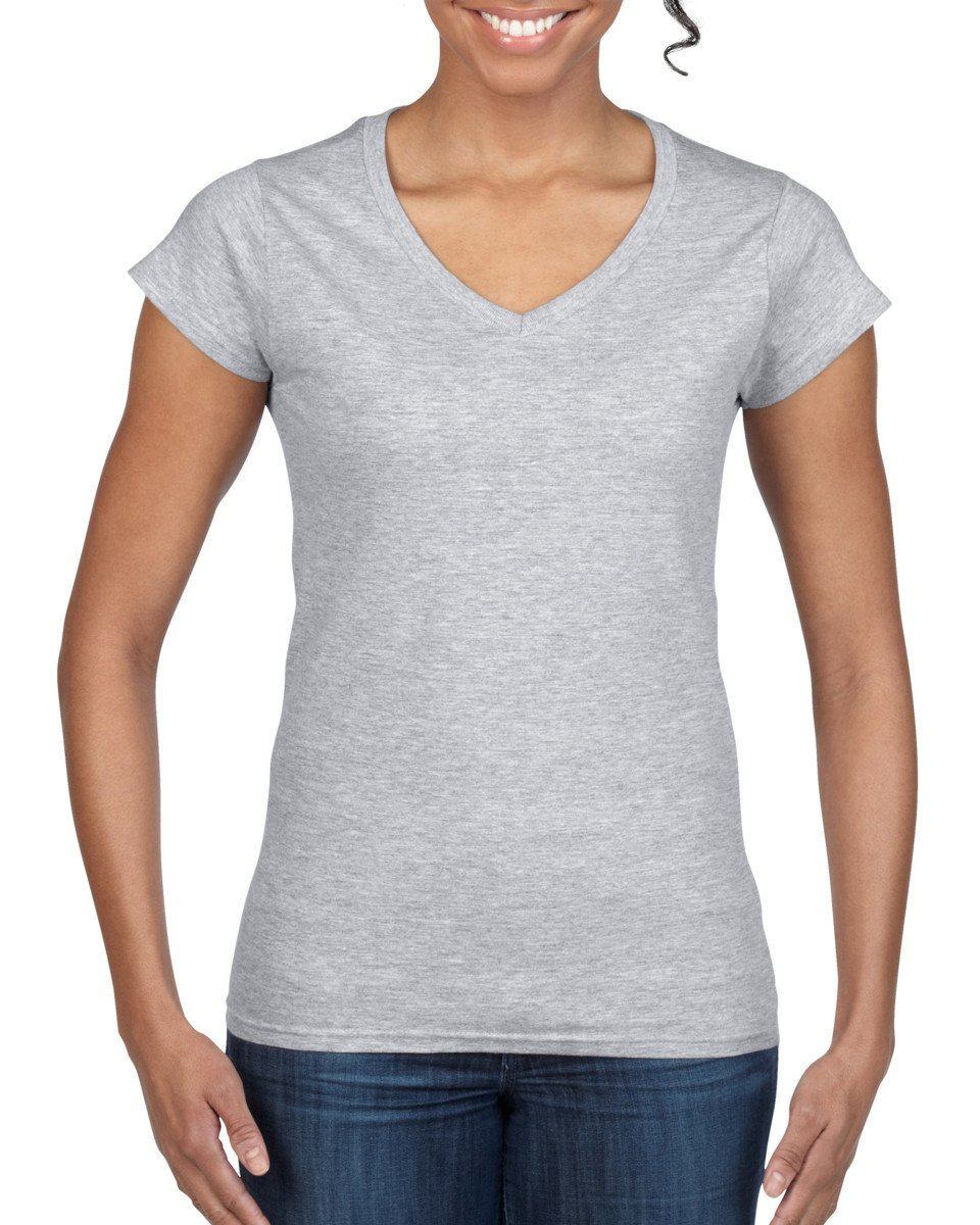 Gildan Ladies Soft Style Short Sleeve V-Neck T-Shirt (S) (Sport Grey (RS)) โ image 1