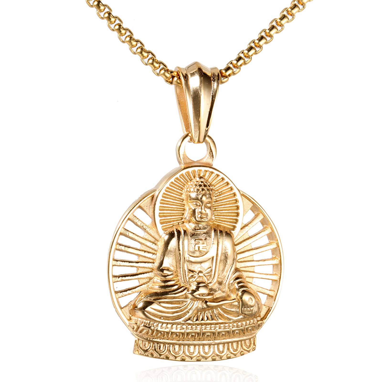 HCMA Budismo Buda Color Oro Plata Titanio Acero Hombres Collar Colgante Cadena Para Novio Hombre Joyería Creatividad Regalo