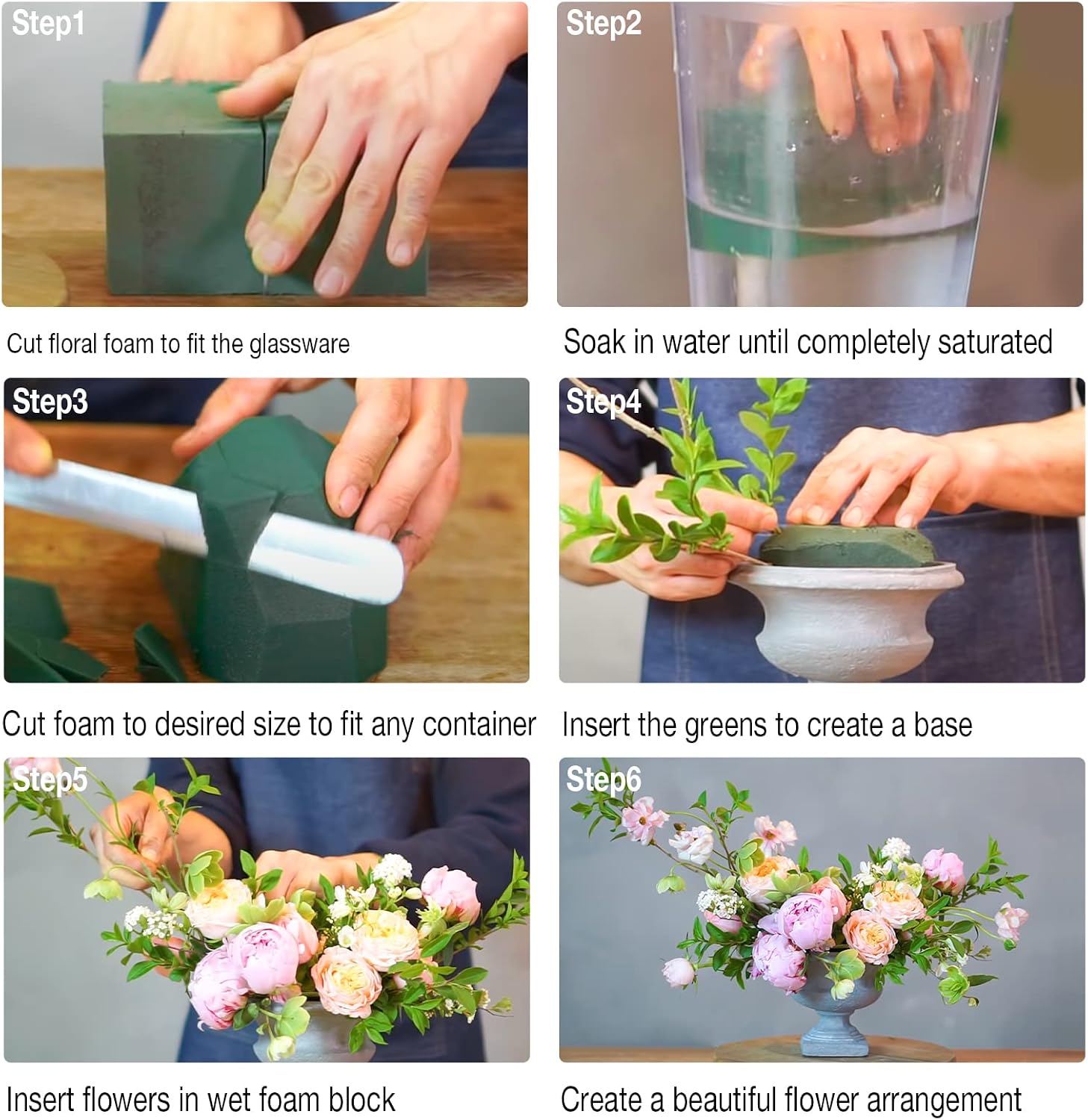 8 Pack Floral Foam Blocks for Fresh and Artificial Flowers, Wet Green Florist Bricks Arrangement Supplies for Crafts Wedding Decoration, 8.9" L x 4.1" W x 2.6" H