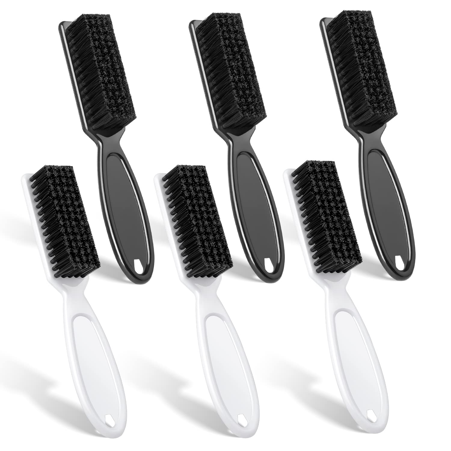 BEAUTURE 6-Piece Barber & Hair Styling Kit - Clipper & Trimmer Cleaning Brushes, Nylon Brush for Men (Black & White)