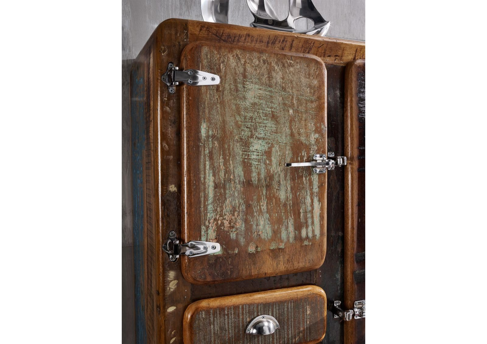 MASSIVMOEBEL24.DE FREEZY #34 Mobile dispensa in Legno Riciclato - Laccato/Multicolore 90x38x140
