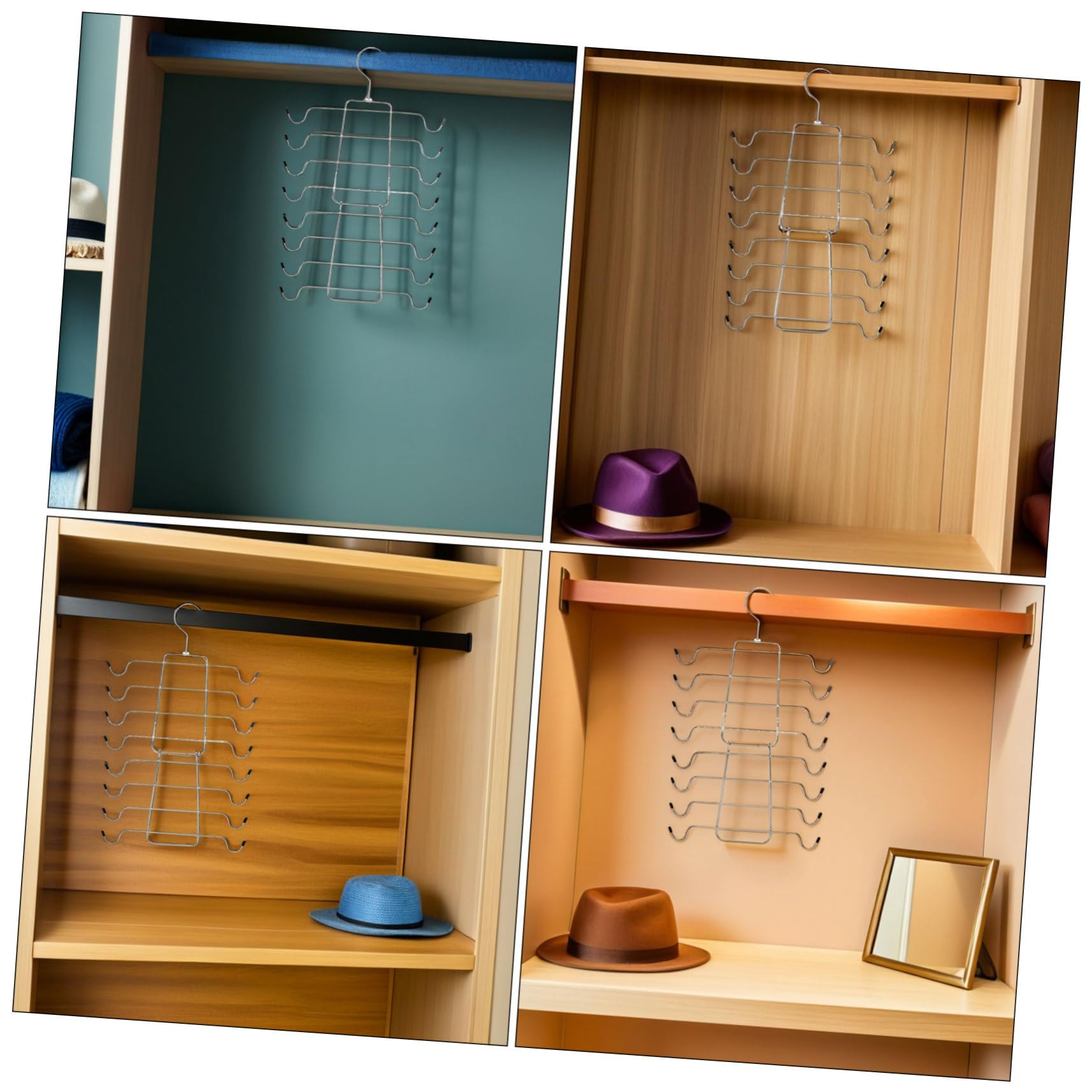 LABRIMP 4 Stück Platzsparende Faltbare Metall-BH-aufbewahrungshänger mit Drehbarem Haken Robuster Bügel für BHS Tanktops Camisoles und Badeanzüge Eleganter Silberner Schrank-Organizer