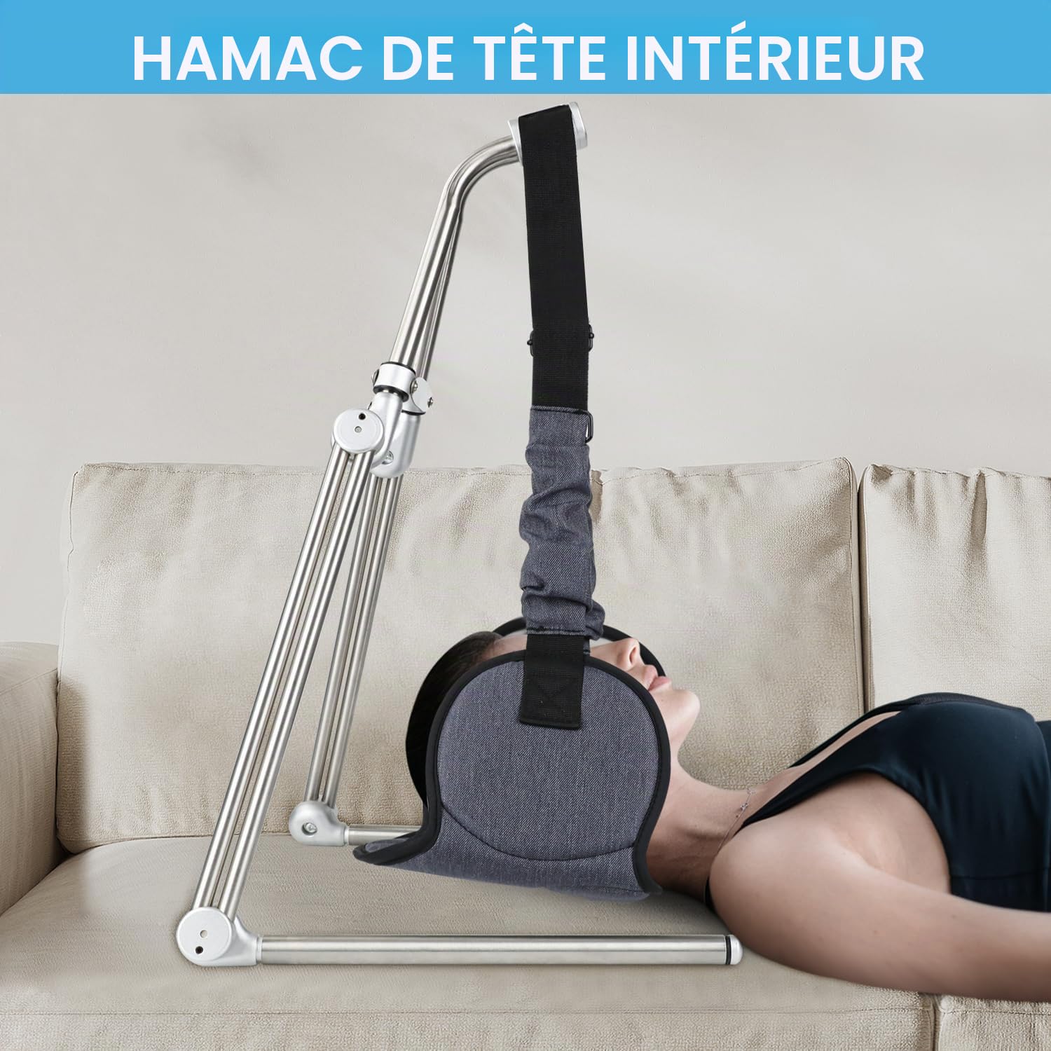Toogel Hamac de Tête avec Support Pliant pour Détendre Cou et Épaules, Traction Cervicale Portable pour Relaxation, Soulager Fatigue et Muscles avec Sac de Voayage