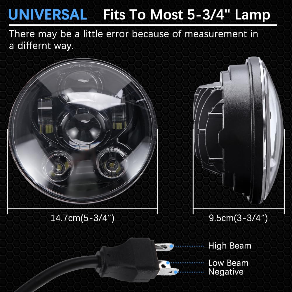 DREAMIZER Faro Led Moto da 5.75 pollici Omologato con DRL Bianco Angel Eye Indicatore Ambra Compatibile con Harley Road King Street Glide Softail Electra Glide J-eep Wrangler JK TJ