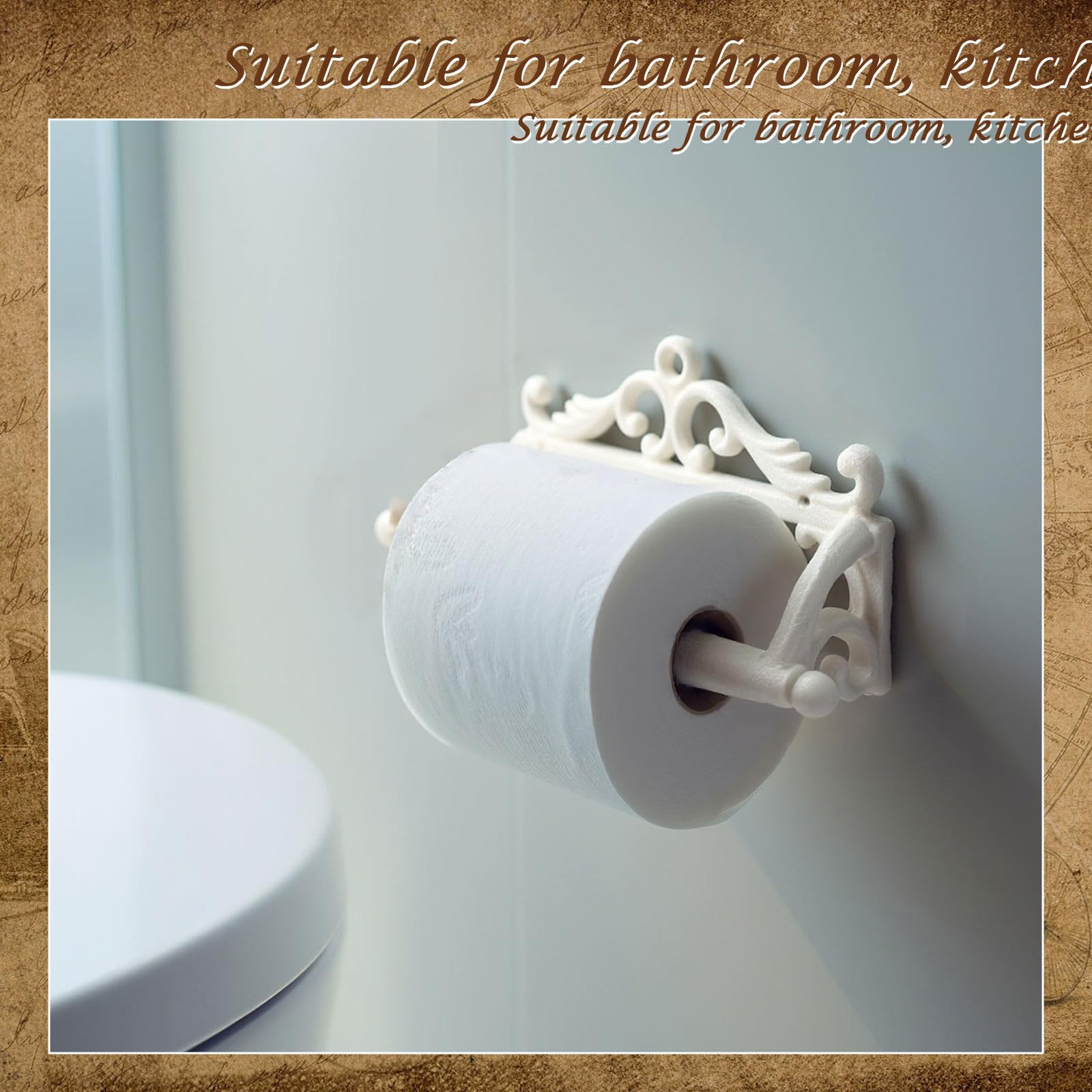 1 Pcs Vintage Cast Iron Toilet Paper Holder, White — Amazon image 5