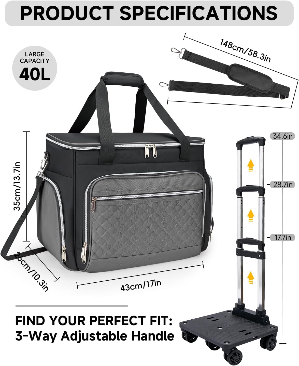 2025 Rolling Teacher Tote Bag with Accordion File Organizer - Image 2