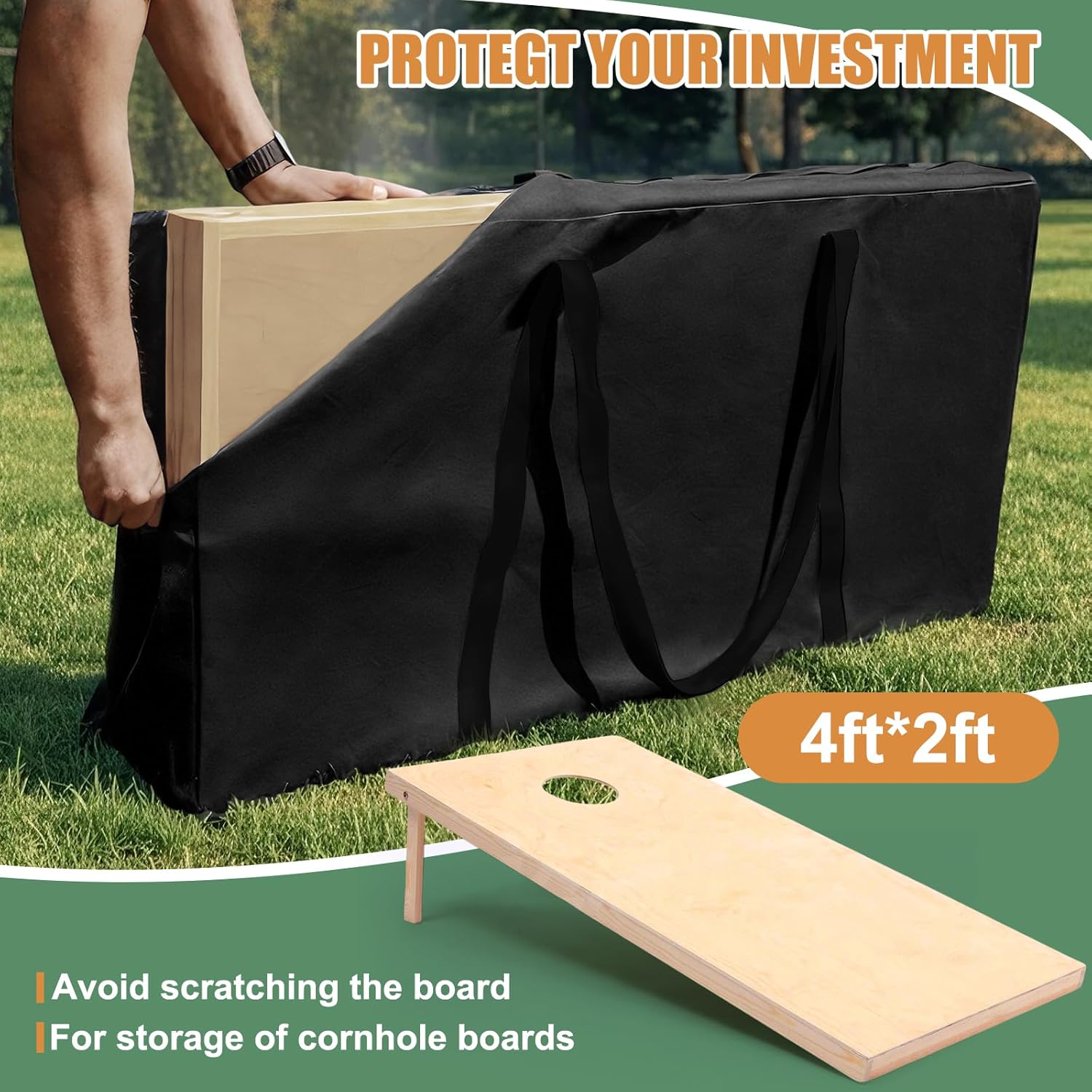 Cornhole Carrying Case with Shoulder Strap Fits 4' x 2' Regulation Size Board, Waterproof Cornhole Carry Bag for Cornhole Outdoor Games
