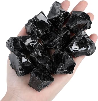 YATOJUZI Obsidian Bulk Natural Healing Crystals Raw Rough Stones Sets for Cabbing Tumbling Cutting Lapidary Polishing Reiki Crystal Healing Wire Wrapping Decoration Gemstone 0.45lb