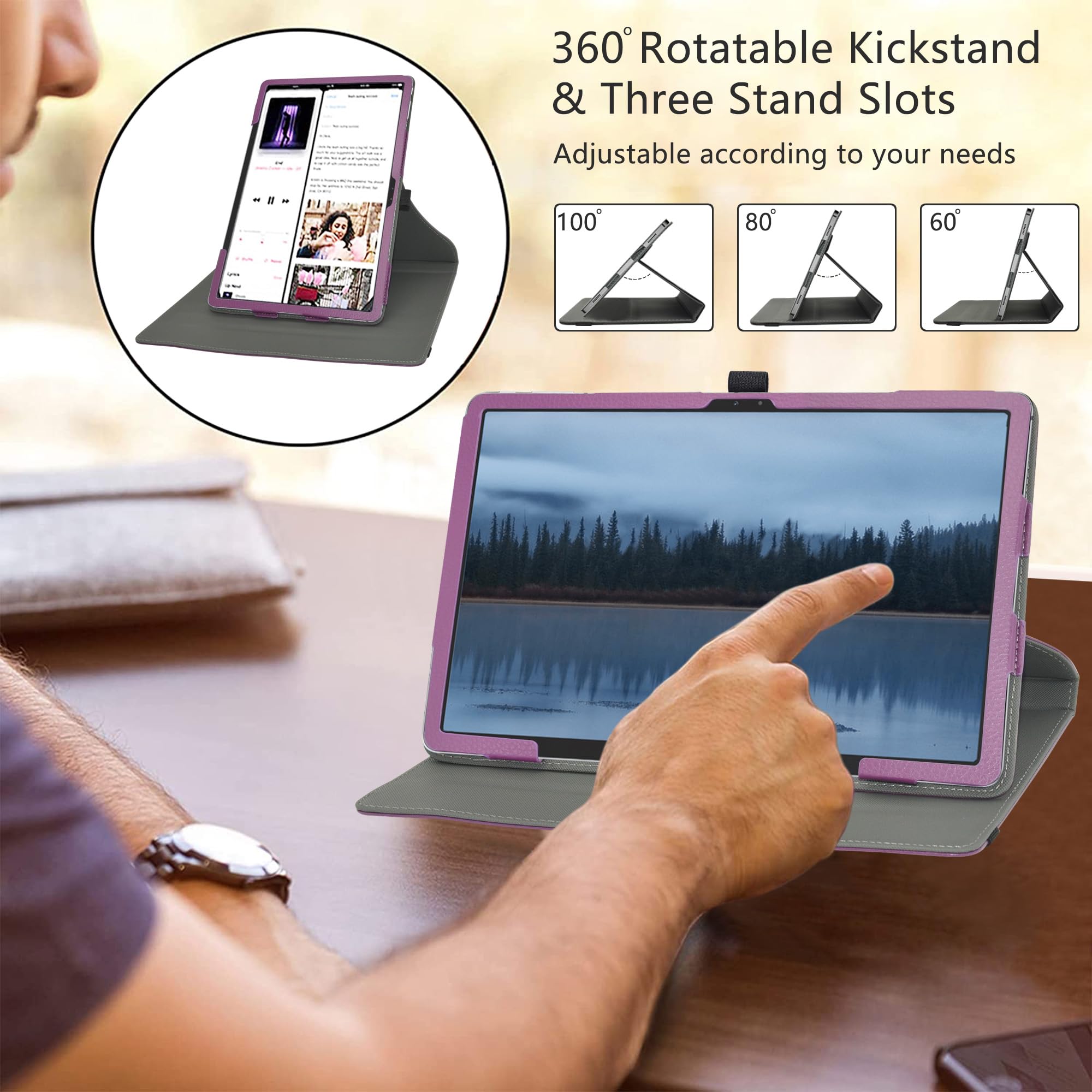 LiuShan 360° Drehbare Hülle Für DOOGEE T30 MAX Tablet 12,4 Zoll – Mit Standfunktion, Kunstleder, Schwarz