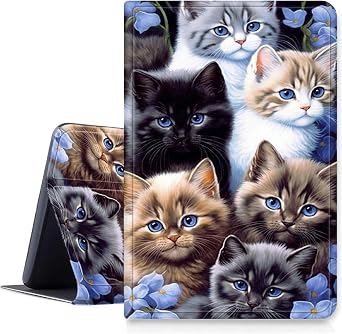 for iPad Air 13 Inch Case M2 2024,Slim PU Leather Fold Stand Protective Cover Case with Auto Sleep/Wake for iPad Air 13 Inch M2 2024,Cute Cat