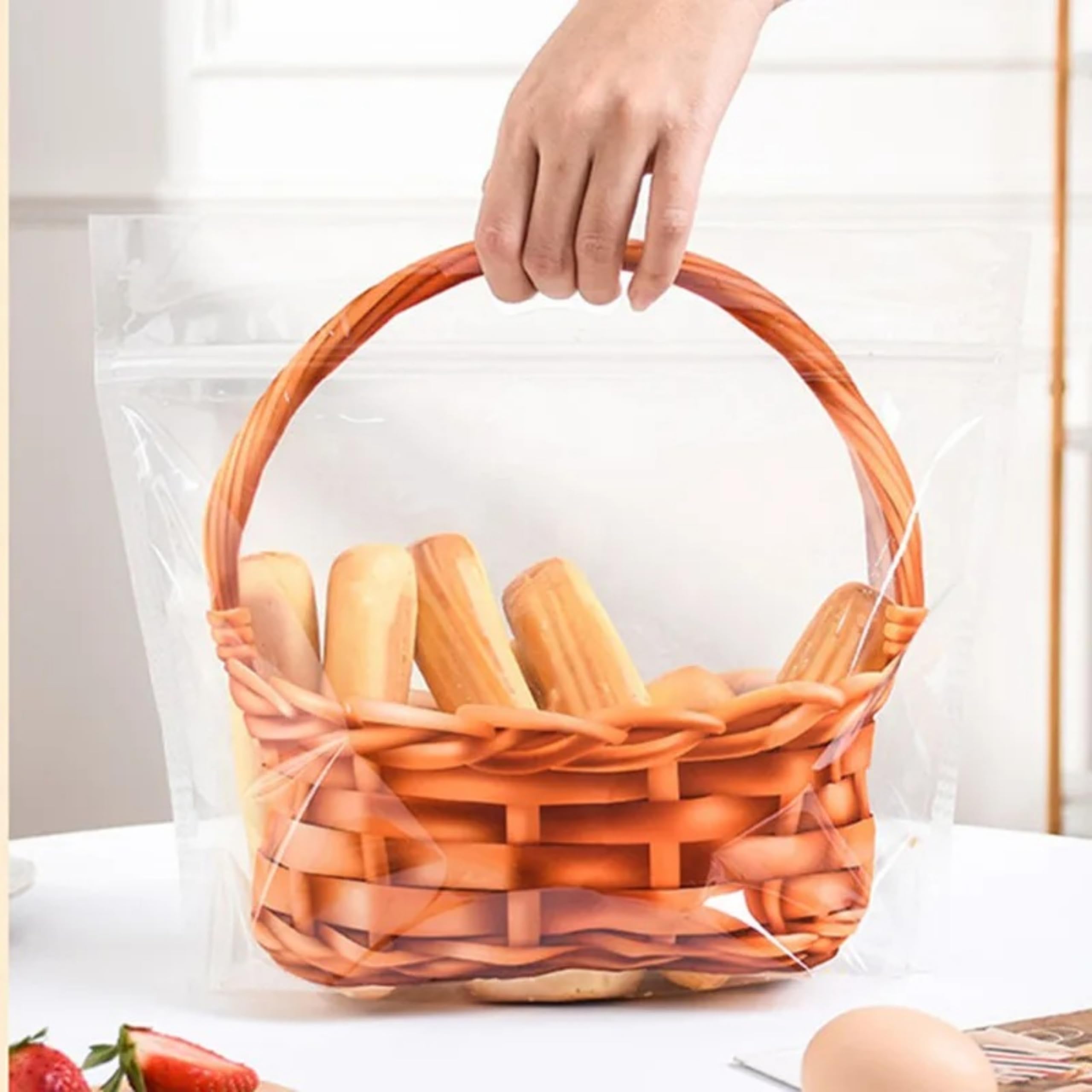 Amazon.co.jp: 【50枚】本格かご編み風デザイン パン袋 9インチ (32cm