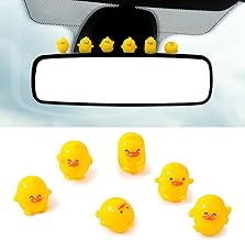 Pack of 6 Cute Mini Figure Decoration, Mabor Mini Ducks Car Interior Decoration Rear View Mirror Decoration for Small Duck Car Accessories Decorate with Dot Stickers