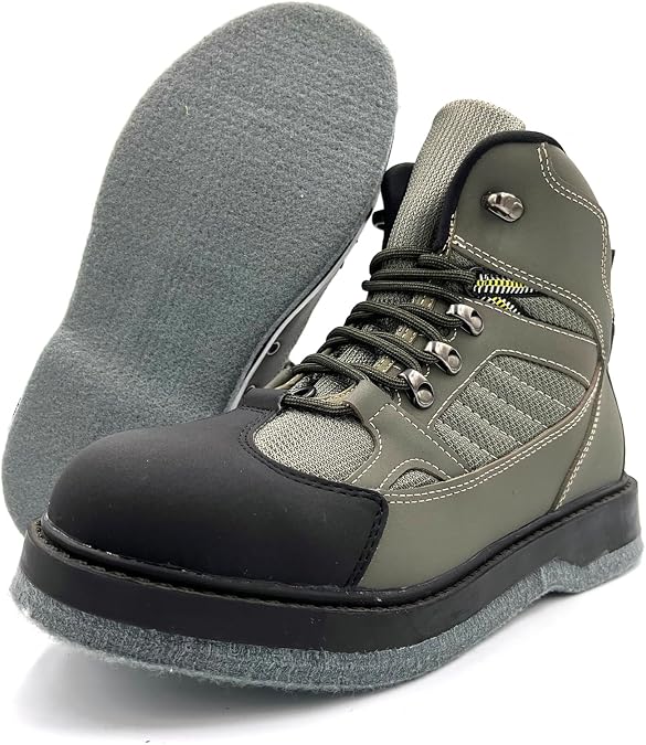 Pro Fishing Wading Boots for Men with Felt Bottom Wader Boots for Fly Fishing Strong Grips Rustfree Eyelets