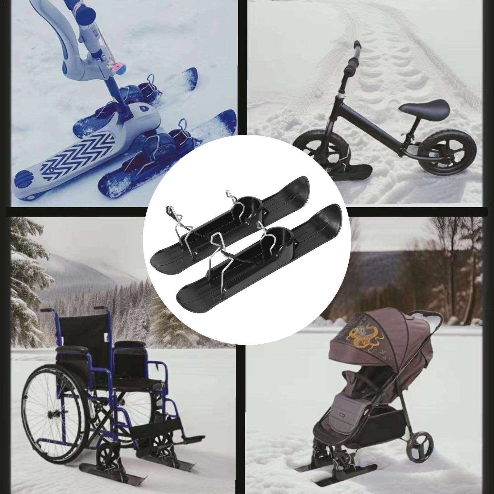 Set da sci da neve, set da sci da neve per ciclismo Balance - Allenamento Ciclismo Sci Slitta | Set leggero per slitta da neve per scooter per campi innevati, passeggini