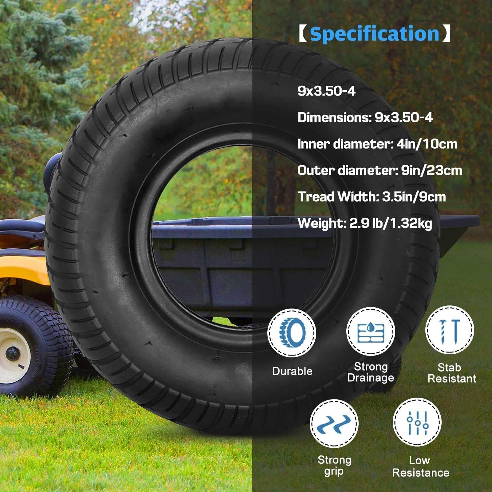 9x3.50-4 Opona Pełna Bez Dętki Opona Bezdennna do Kosiarki 9" x3-1/2 Cala Dla Mini Traktora, Wózka, Elektrycznego Hulajnogi, ATV