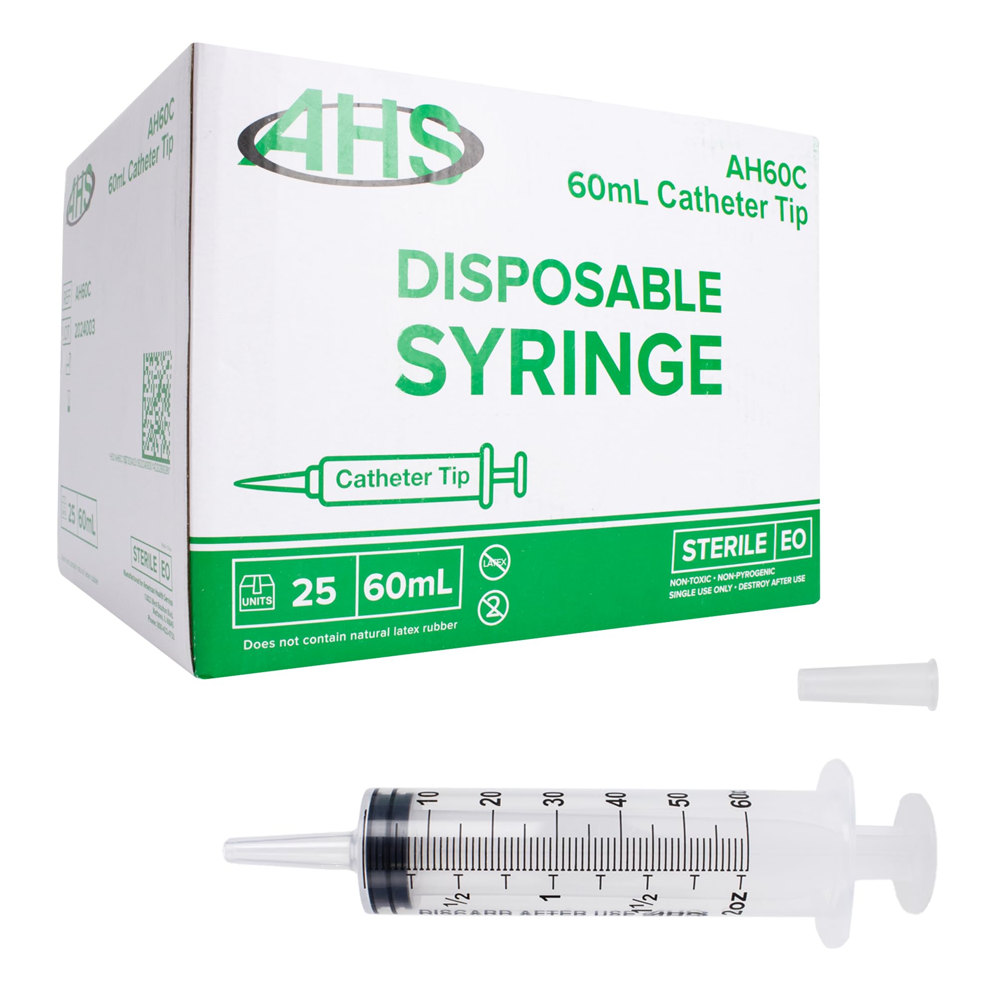 60mL Catheter Tip Syringe (25 Pack), Sterile, Individually Wrapped, Syringes for Liquid, Scientific Labs, Feeding Syringes for Pets, Measurement, Medicine, Dispensing, & Oral-image-37