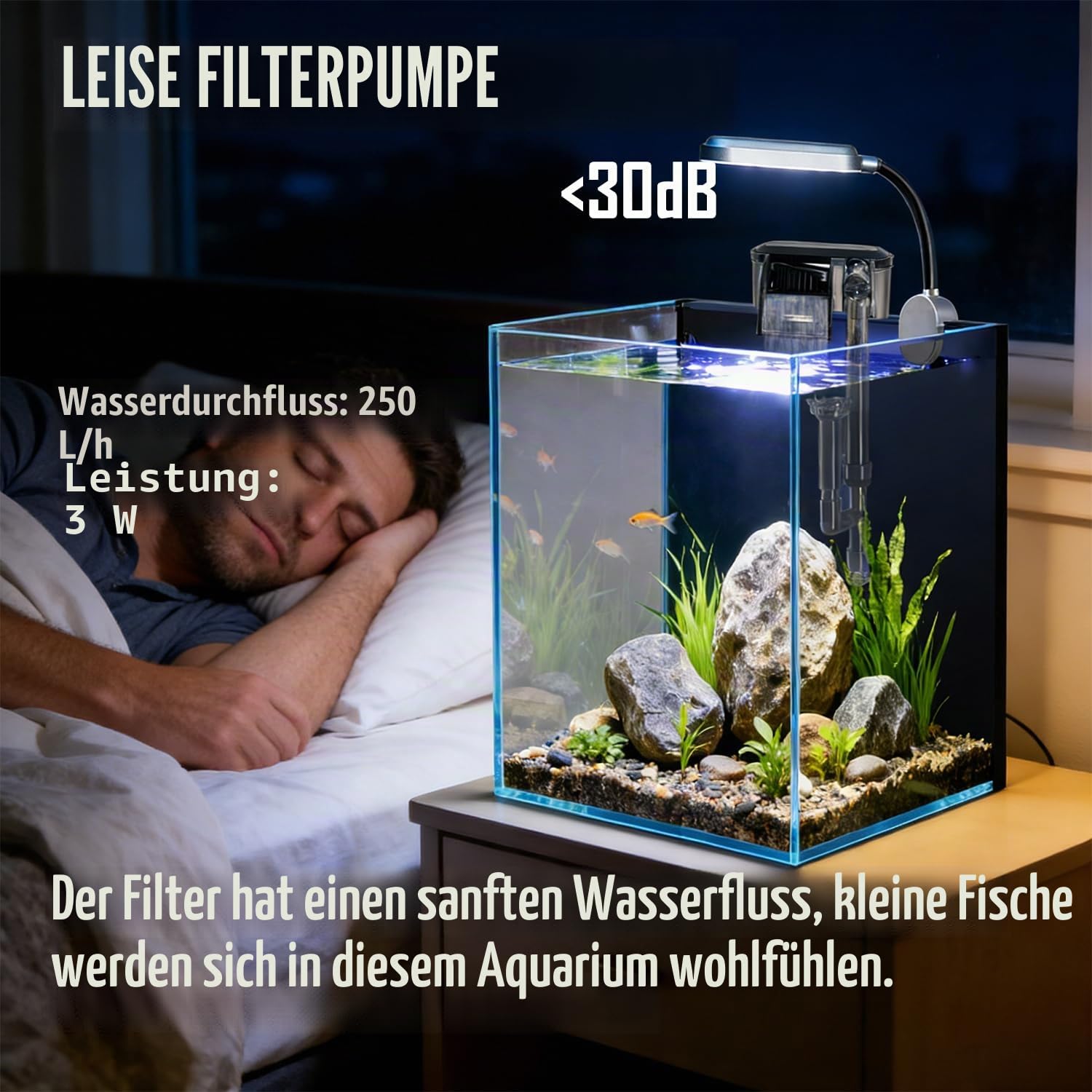 5.5L Aquarium-Starter-Kits, Nano-Glas-Aquarium mit Filter, LED-Licht für Aquascape DIY kleines Betta-Fischbecken