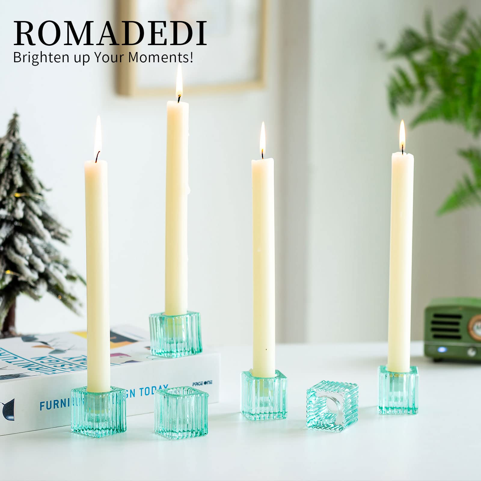 Bougeoirs En Verre Romadedi - Lot De 20 - Pour Bougies Coniques - Mariage, Noël, Décoration
