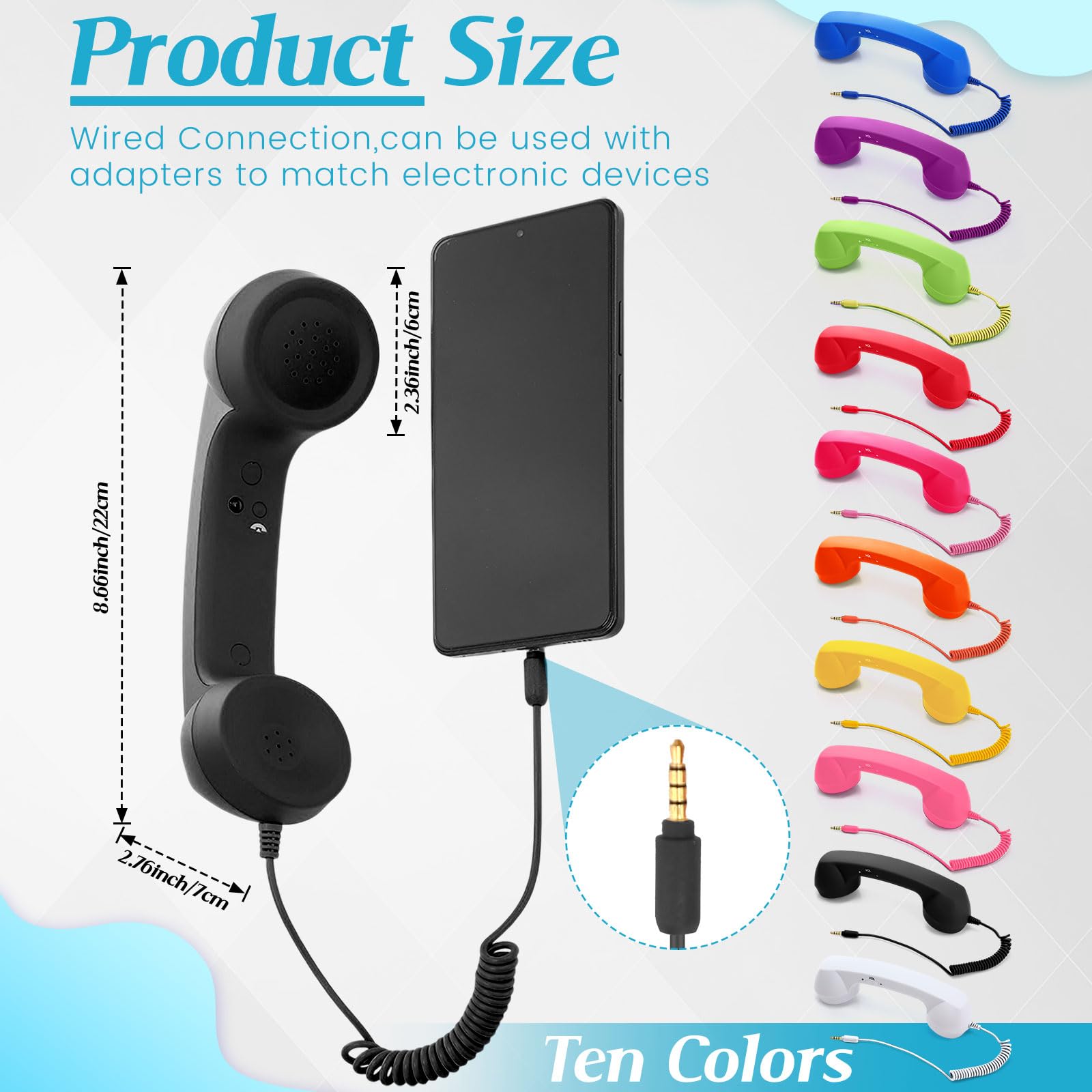 Amazon.com: Relaxweex 10 Colors 3.5mm Retro Phone Handset for Cell