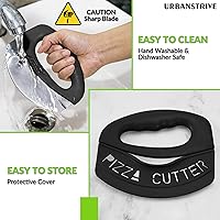 Vista 7 de Urbanstrive Heavy Duty Stainless Steel Pizza Cutter with Cover, Super Sharp Blade Pizza Knife Pizza Cutter Rocker, Perfect Kitchen Gadgets for Pizza