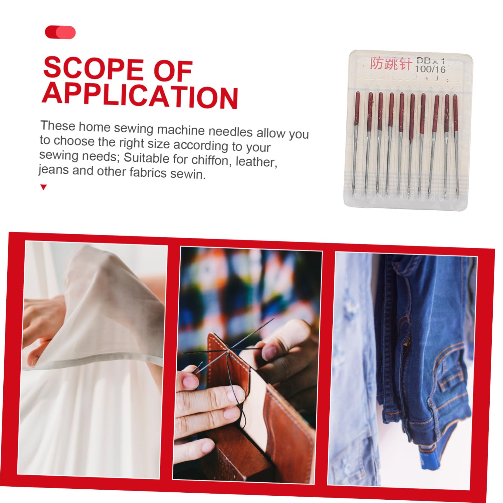 FONDOTIN Agujas para Máquinas de Coser Multiusos 50 Piezas Accesorios de Costura Metálicas Antisaltos Duraderas para Proyectos de Costura y Manualidades Hogar