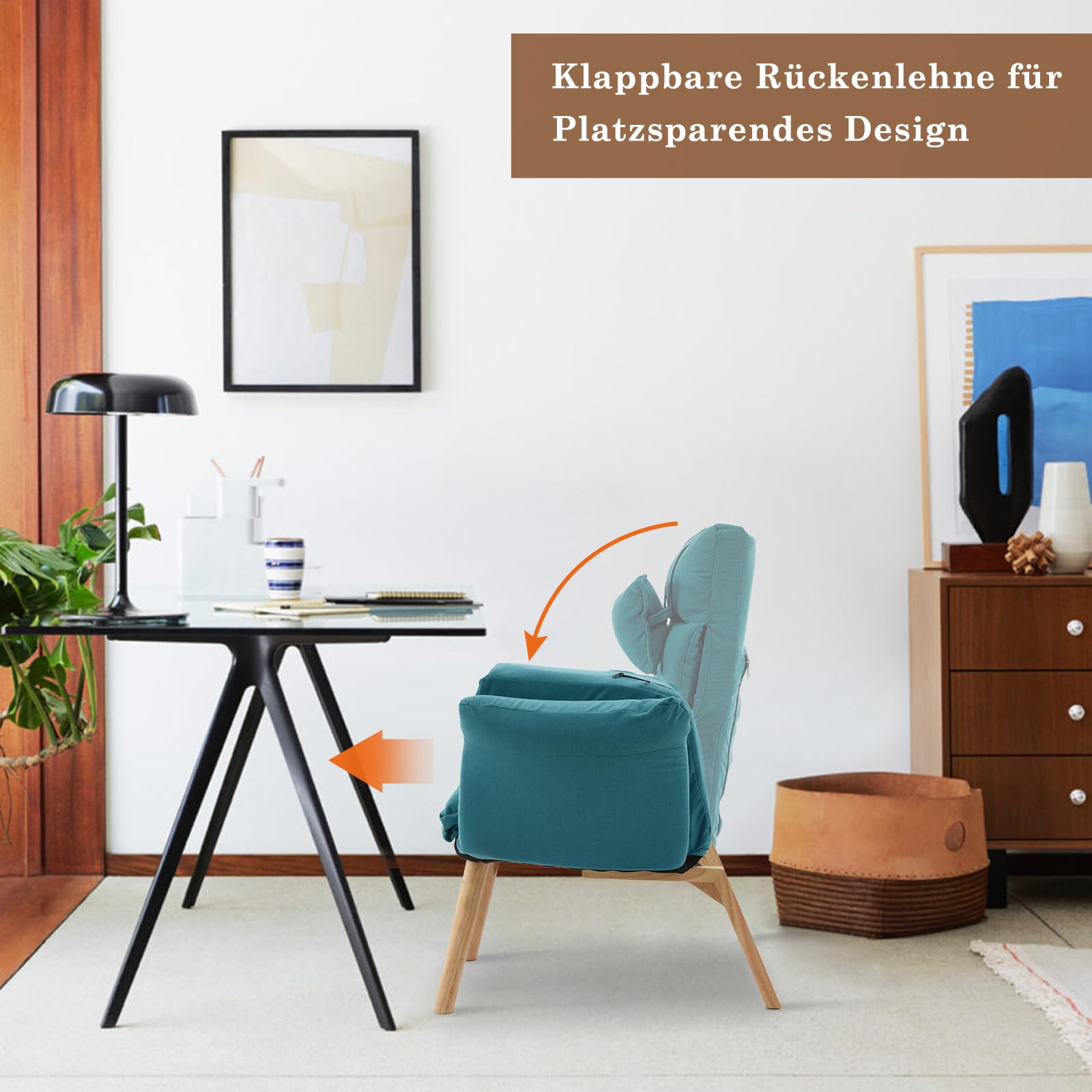 CLIPOP Relaxsessel mit Hocker Verstellbarer Lesesessel mit 6 Positionen Extra Dick Gepolsterter Lehnstühle Liegesessel Fernsehsessel Ohrensessel mit Liegefunktion (Blau)