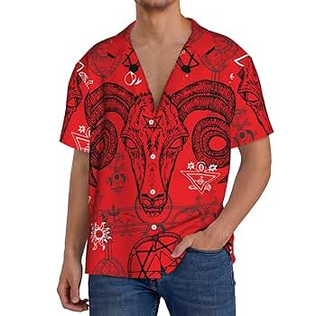 Amazon.com: Devil and Death Symbols Occult Mystic Red Men's