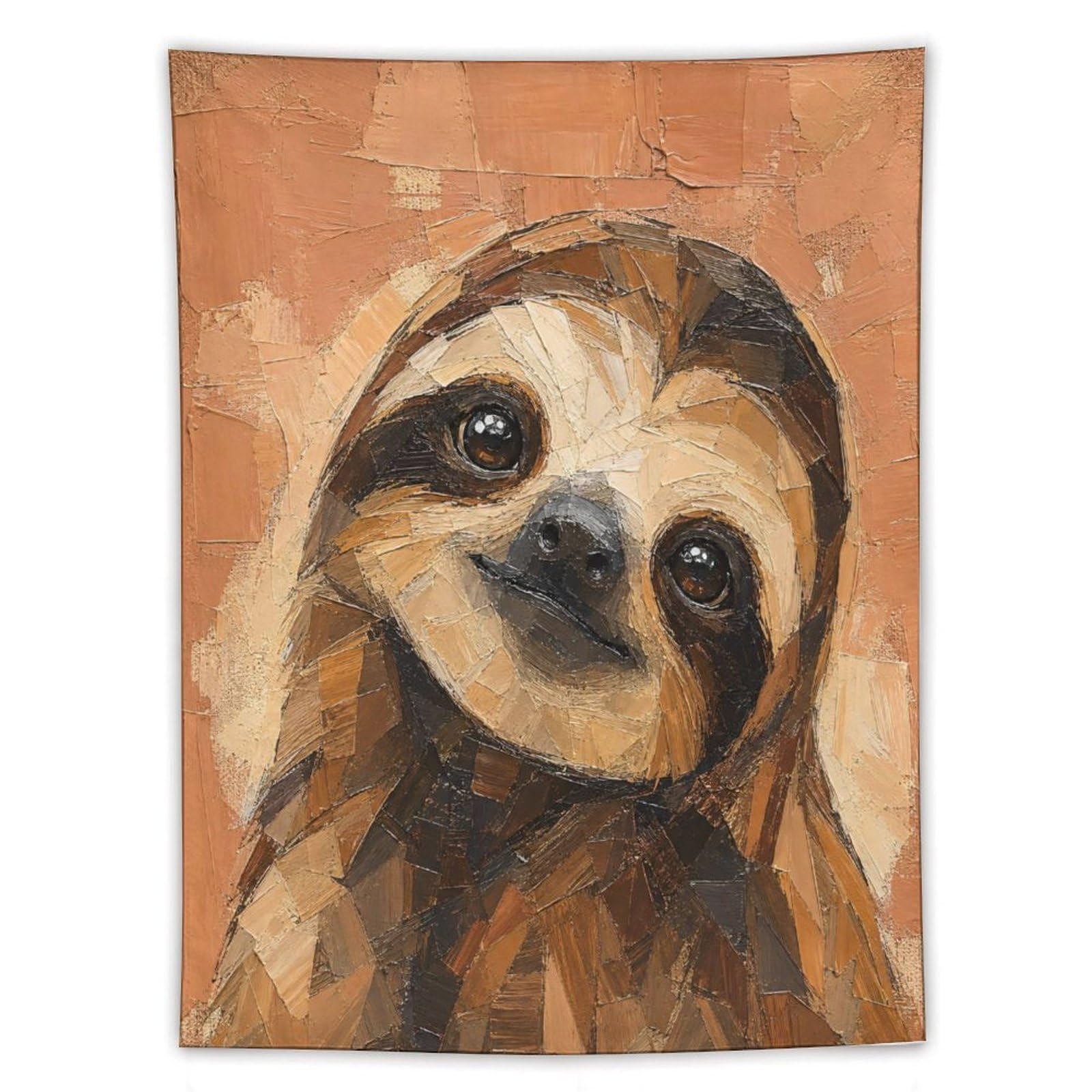 H3B8U2Y5 Sloth Portrait Wall Tapestry, Folk Art Style, Sofa Area