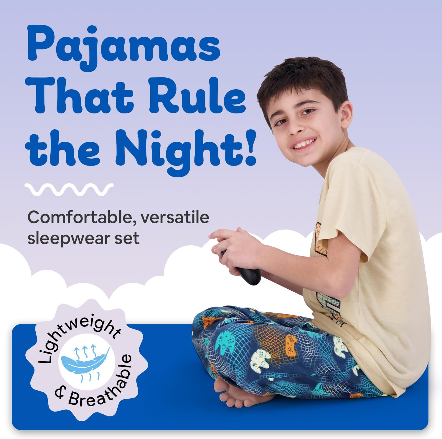 Boys Pajamas Set, 3-Piece Boys’ Sleepwear Pjs, Loose Fit, Soft, Breathable,... - Picture 46 of 71