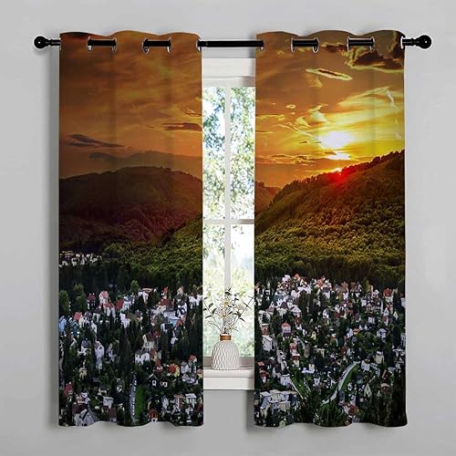 YANFENQI Cortinas para Habitacion Blackout Paisajes Puesta de Sol Noche Paisajes Cortinas Cortinas para Separar Cuartos 72 pulgadas de ancho x 72 disponible en Yaxa Peru