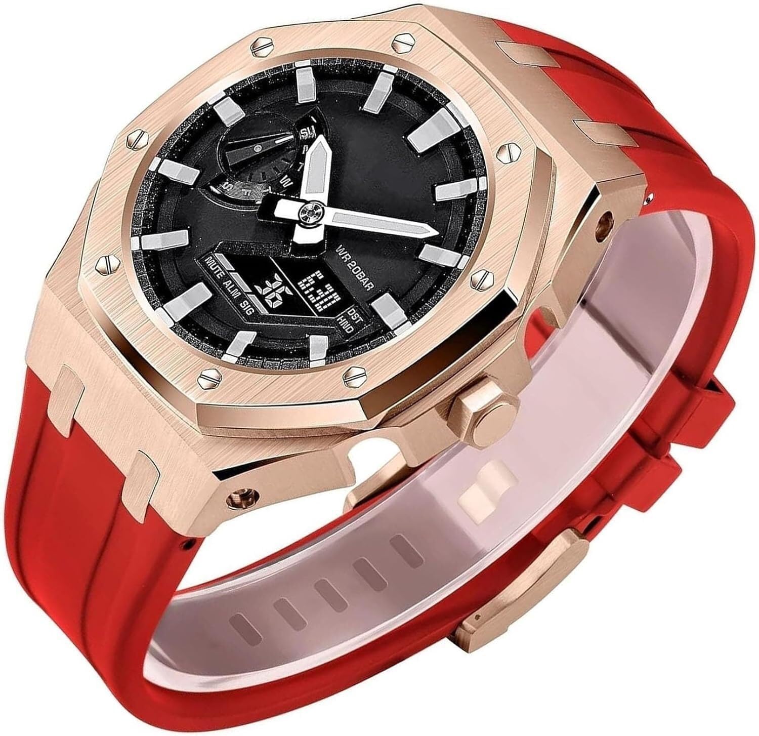 5th Gen For GM2100 GA2100/GA2110 Mod Kit Metal Watch Case and Rubber Band，Stainless Steel Bezel strap Modfication Accessories Retrofit Men's Watches