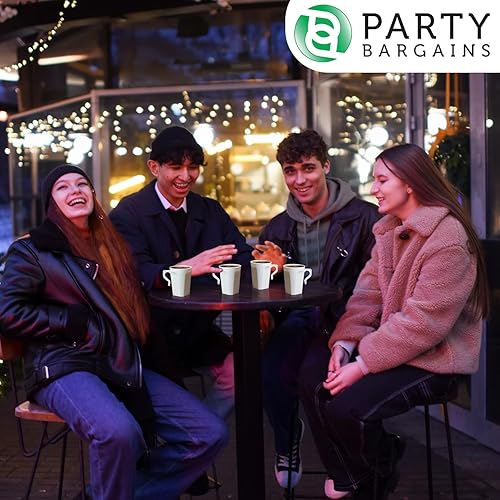 Miniatura 4 de PARTY BARGAINS Tazas de café de plástico, 8.5 onzas, 8 unidades, blancas, tazas de café cuadradas con asas, reutilizables, tazas de té similares a