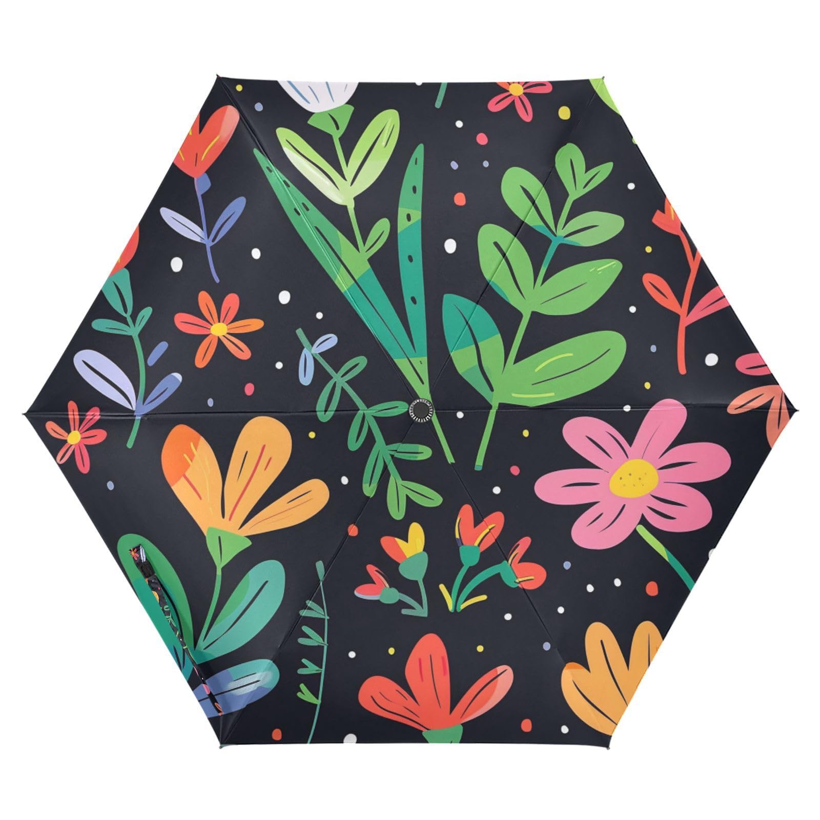 EtherSpher Colorful Flowers Black large umbrella 39 Inch Uv Defence auto open close Umbrella For Golf for in the beach Outdoor Defence Accessories sombrillas para