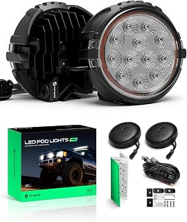 YHTAUTO 5 Inch LED Pod Lights Flood 60W Off-Road Lights for Truck UTV ATV | Camper Driving Work Light LED Light Bar for SUV Golf Cart 4x4 Van, IP67 Waterproof Lamp with Wiring Harness & Light Cover